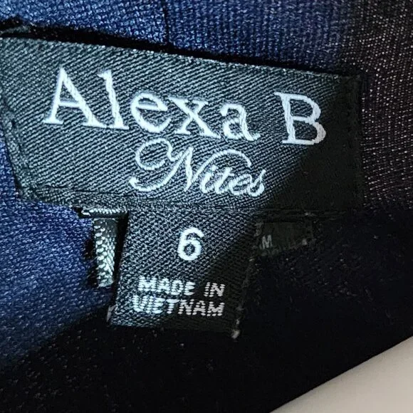 Alexa B Nites Dress Womens‎ Size 6 Blue Floral Sleeveless Pullover Jeweled Mesh - Picture 6 of 6